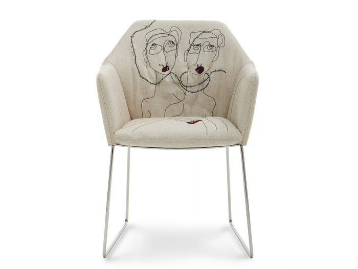 NEW YORK BY MARRAS - Sled base fabric chair with armrests _ Saba Italia